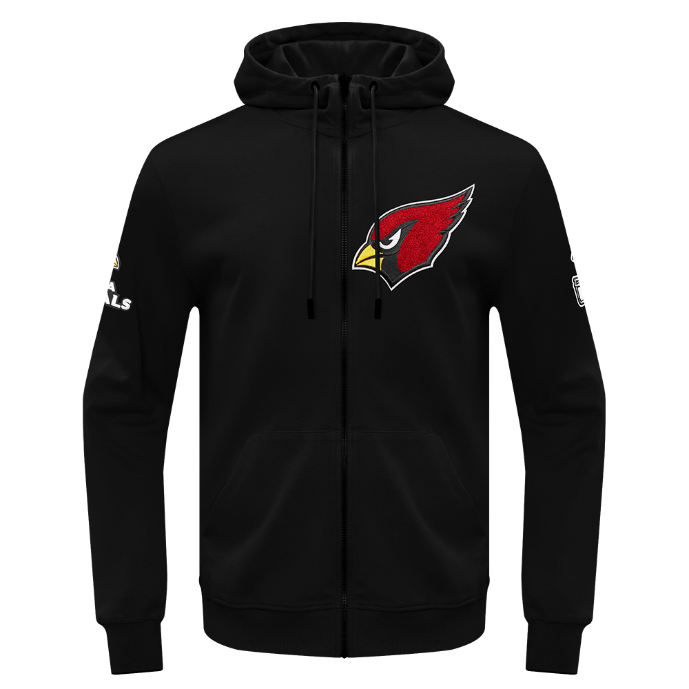 NFL ARIZONA CARDINALS CLASSIC CHENILLE CHANDAIL À CAPUCHON À GLISSIÈRE POUR HOMME (NOIR)