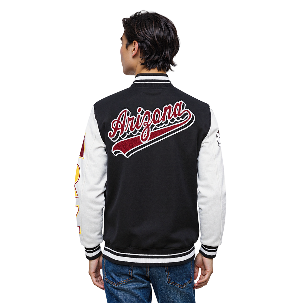 NFL ARIZONA CARDINALS SCRIPT TAIL BLOUSON COLLÉGIAL POUR HOMME (NOIR/BLANC)