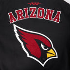 NFL ARIZONA CARDINALS PRO GAME DAY MEN'S DBL KNIT JACKET (BLACK/SILVER/WHITE)