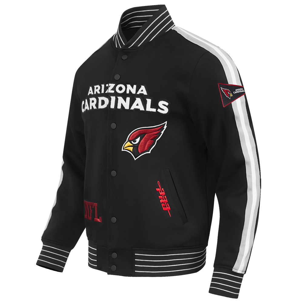 NFL ARIZONA CARDINALS PRO GAME DAY MEN'S DBL KNIT JACKET (BLACK/SILVER/WHITE)
