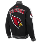 NFL ARIZONA CARDINALS PRO GAME DAY MEN'S DBL KNIT JACKET (BLACK/SILVER/WHITE)