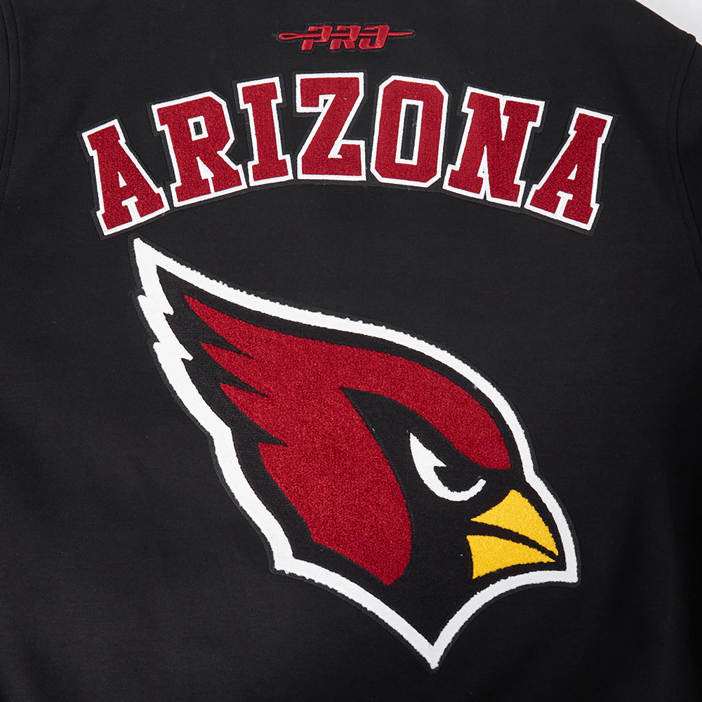 NFL ARIZONA CARDINALS PRO GAME DAY MEN'S DBL KNIT JACKET (BLACK/SILVER/WHITE)