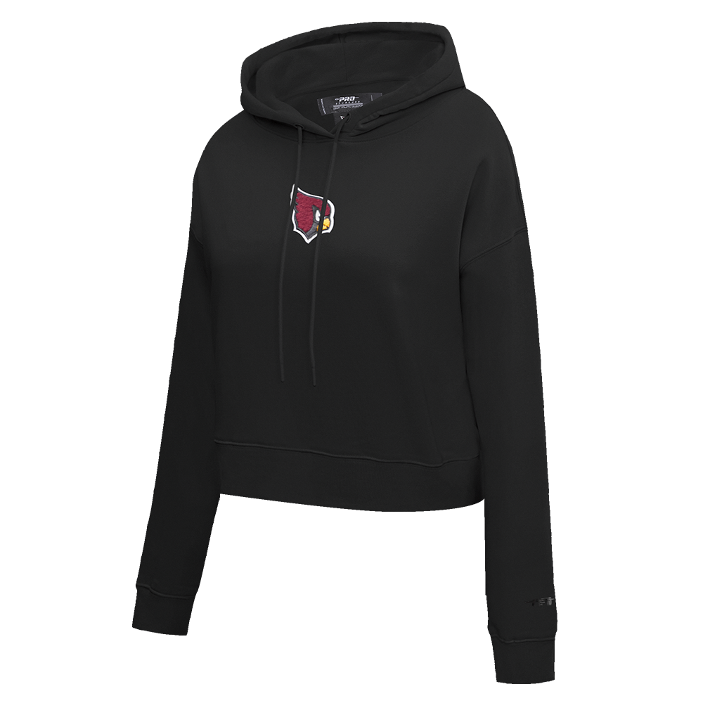 NFL ARIZONA CARDINALS CLASSIC WOMEN'S CROPPED FLEECE PULLOVER HOODIE (BLACK)
