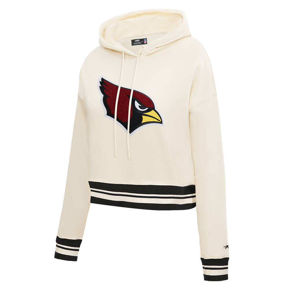 NFL ARIZONA CARDINALS RETRO CLASSIC CHANDAIL À CAPUCHON COURT CÔTELÉ POUR FEMME (COQUILLE D'ŒUF/NOIR)