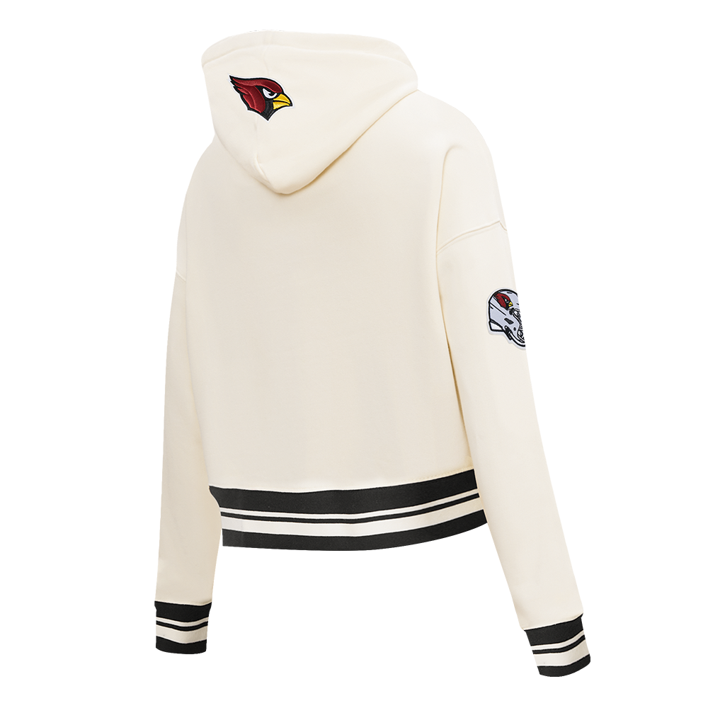 NFL ARIZONA CARDINALS RETRO CLASSIC CHANDAIL À CAPUCHON COURT CÔTELÉ POUR FEMME (COQUILLE D'ŒUF/NOIR)