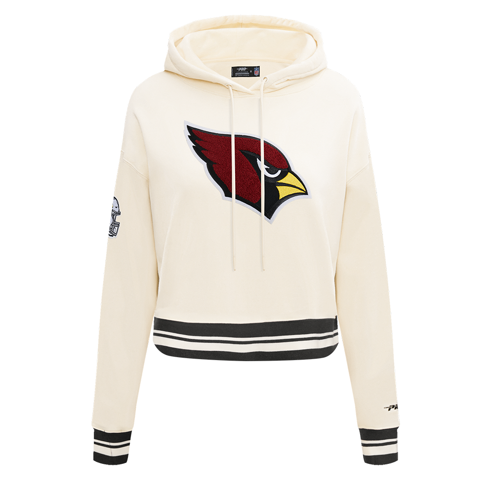 NFL ARIZONA CARDINALS RETRO CLASSIC CHANDAIL À CAPUCHON COURT CÔTELÉ POUR FEMME (COQUILLE D'ŒUF/NOIR)