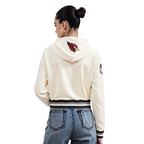 NFL ARIZONA CARDINALS RETRO CLASSIC CHANDAIL À CAPUCHON COURT CÔTELÉ POUR FEMME (COQUILLE D'ŒUF/NOIR)