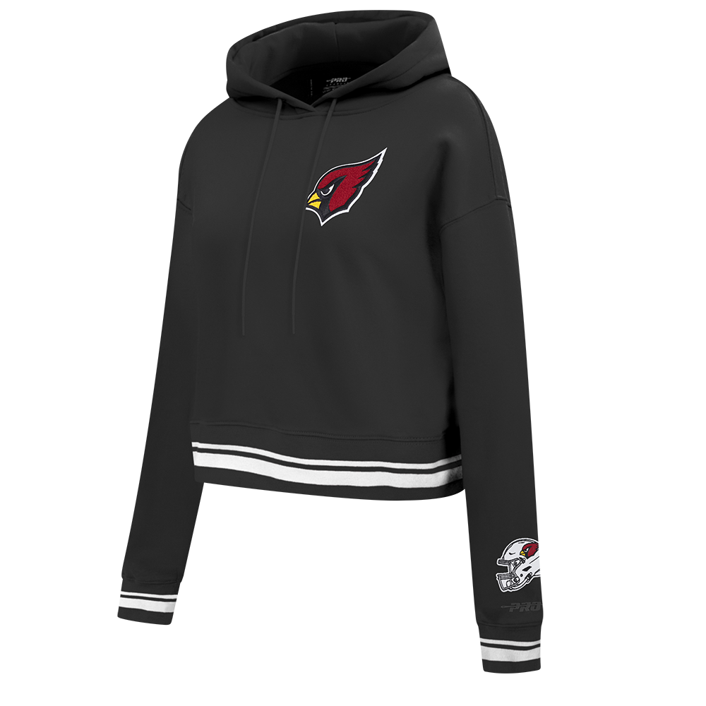 NFL ARIZONA CARDINALS MASHUP WOMEN'S RIB CROPPED PO HOODIE (BLACK)