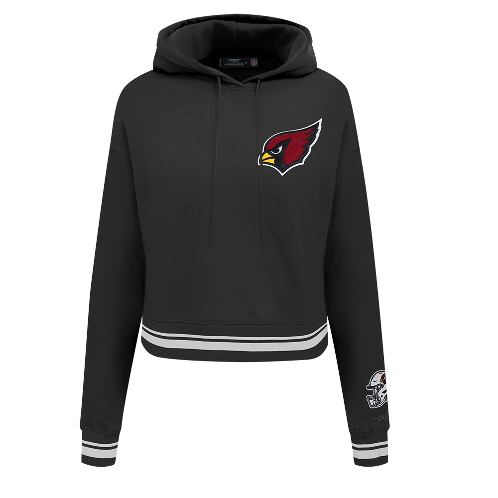 NFL ARIZONA CARDINALS MASHUP WOMEN'S RIB CROPPED PO HOODIE (BLACK)