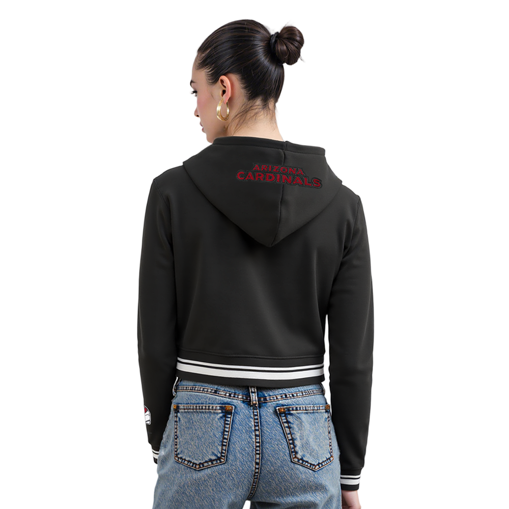NFL ARIZONA CARDINALS MASHUP WOMEN'S RIB CROPPED PO HOODIE (BLACK)