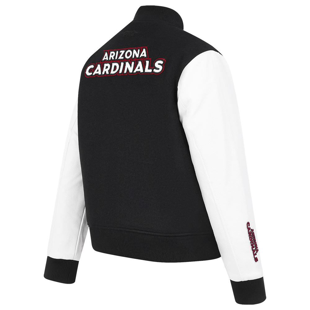 NFL ARIZONA CARDINALS CLASSIC WOMEN'S WOOL VARSITY JACKET (BLACK/WHITE)