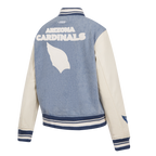 NFL ARIZONA CARDINALS VARSITY BLUES WOMEN'S DENIM VARSITY JACKET (DENIM/LINEN)