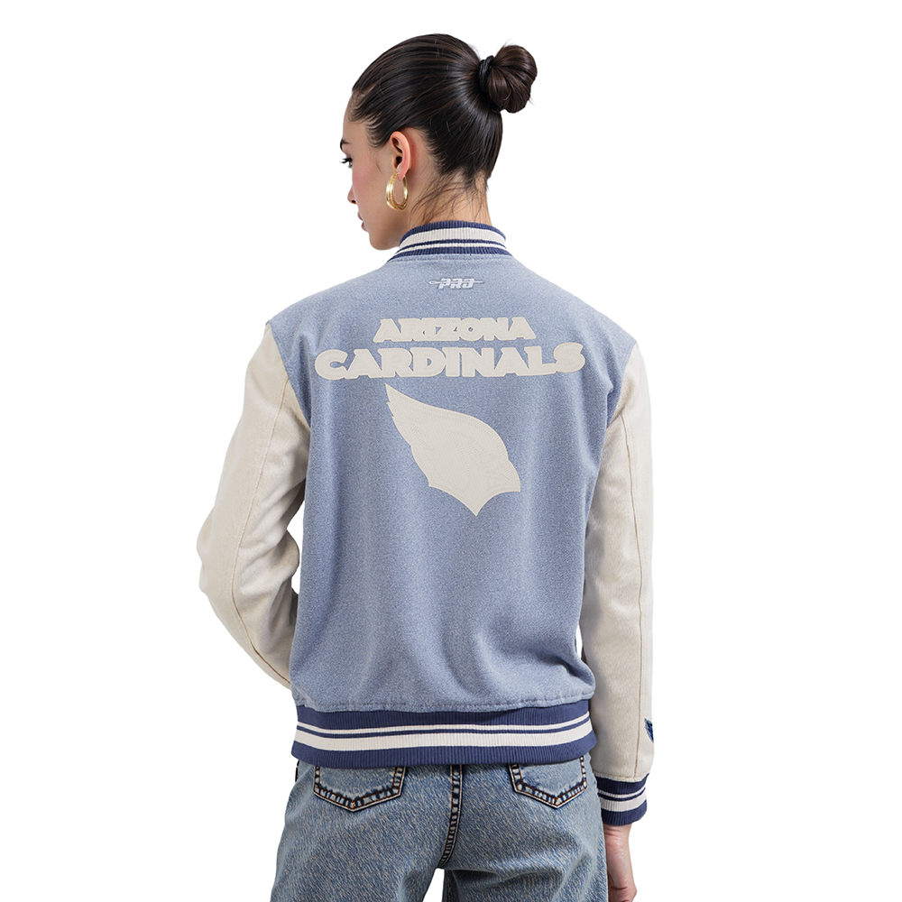 NFL ARIZONA CARDINALS VARSITY BLUES WOMEN'S DENIM VARSITY JACKET (DENIM/LINEN)