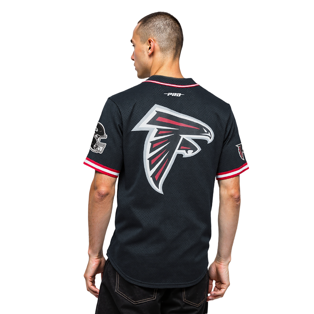 NFL ATLANTA FALCONS CLASSIC MESH BUTTON DOWN SHIRT (BLACK/RED)