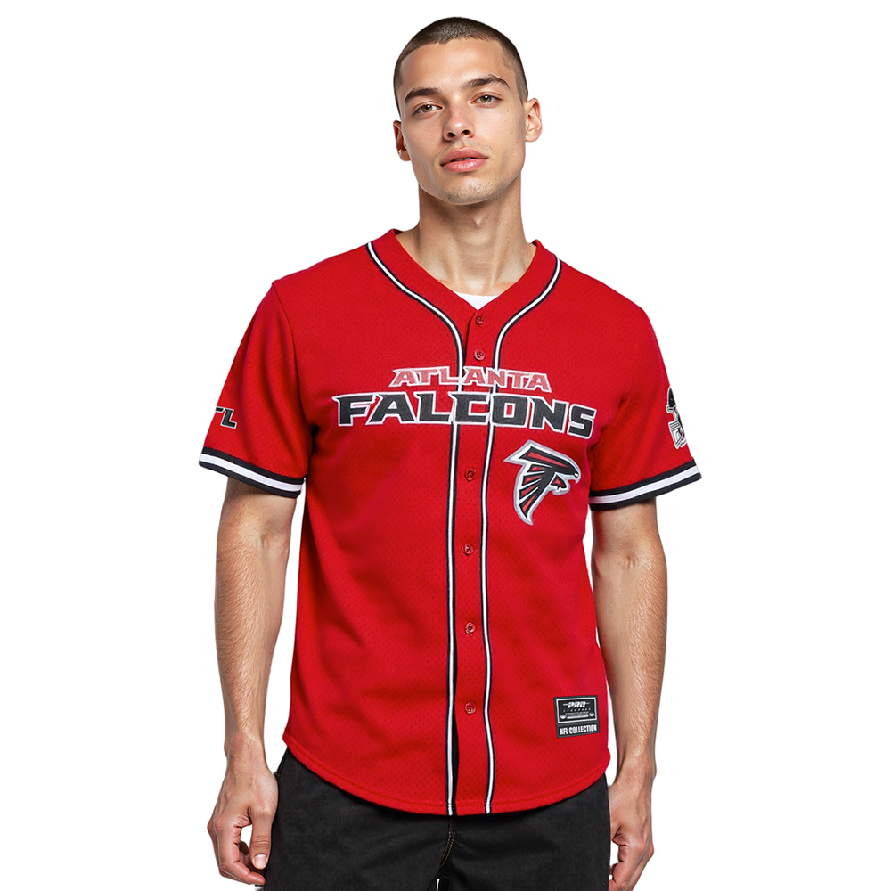 NFL ATLANTA FALCONS CLASSIC MESH BUTTON DOWN SHIRT (RED/BLACK)