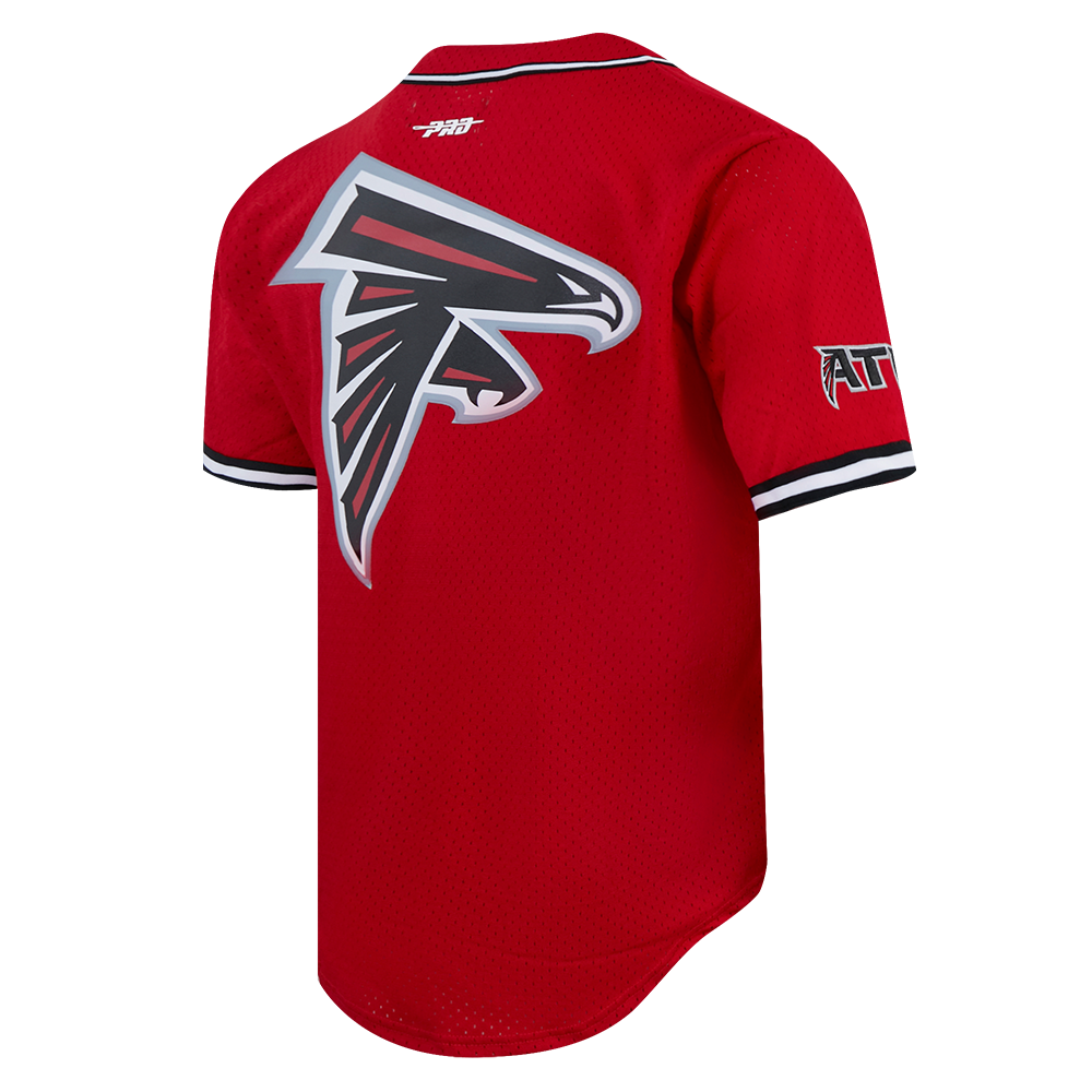 NFL ATLANTA FALCONS CLASSIC MESH BUTTON DOWN SHIRT (RED/BLACK)