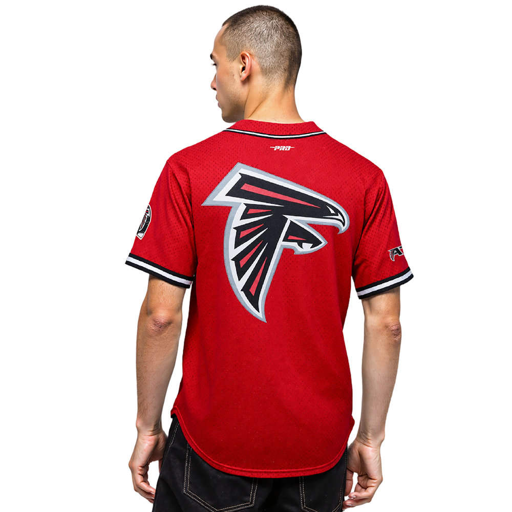 NFL ATLANTA FALCONS CLASSIC MESH BUTTON DOWN SHIRT (RED/BLACK)
