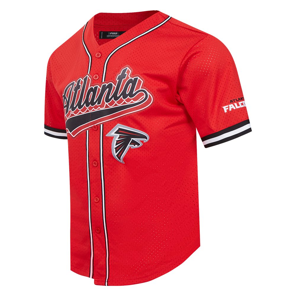 NFL ATLANTA FALCONS SCRIPT TAIL MEN'S MESH BUTTON DOWN SHIRT (RED/BLACK)