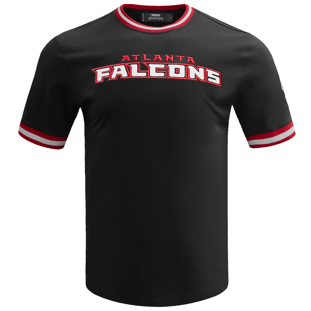 NFL ATLANTA  FALCONS CLASSIC CHENILLE MEN'S DOUBLE KNIT TEE (BLACK)
