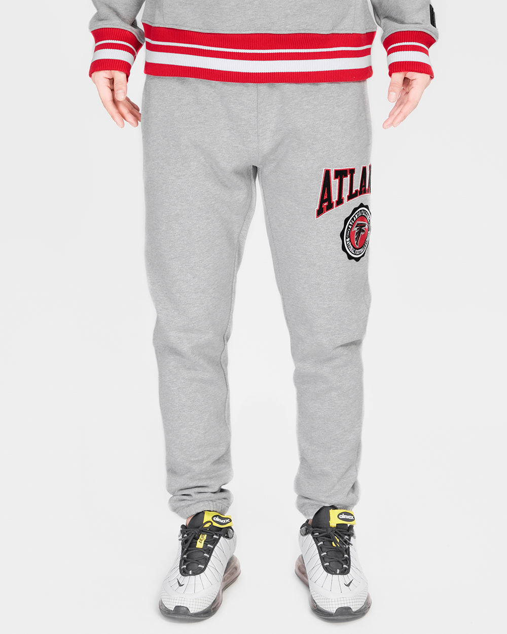 NFL ATLANTA FALCONS CREST EMBLEM MEN'S RIB SWEATPANT (HEATHER GRAY/RED)