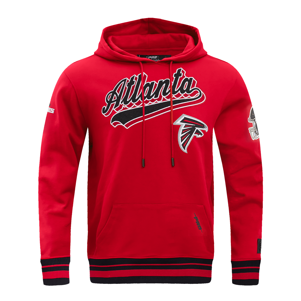 NFL ATLANTA FALCONS SCRIPT TAIL MEN'S RIB FLC PO HOODIE (RED/BLACK)