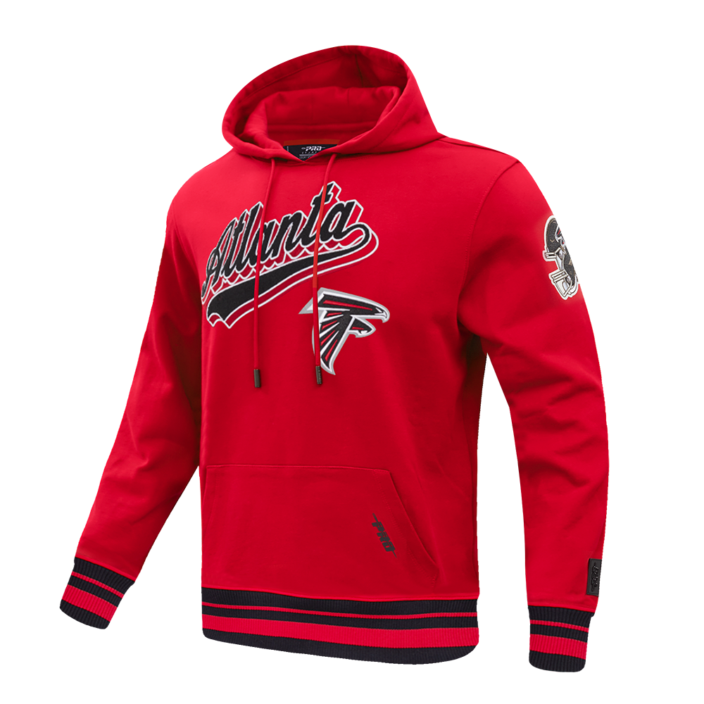 NFL ATLANTA FALCONS SCRIPT TAIL MEN'S RIB FLC PO HOODIE (RED/BLACK)