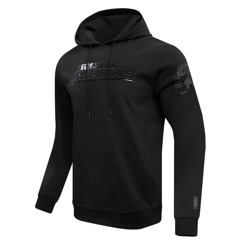 NFL ATLANTA FALCONS TRIPLE BLACK MEN'S DOUBLE KNIT PULLOVER HOODIE (TRIPLE BLACK MEN'S)