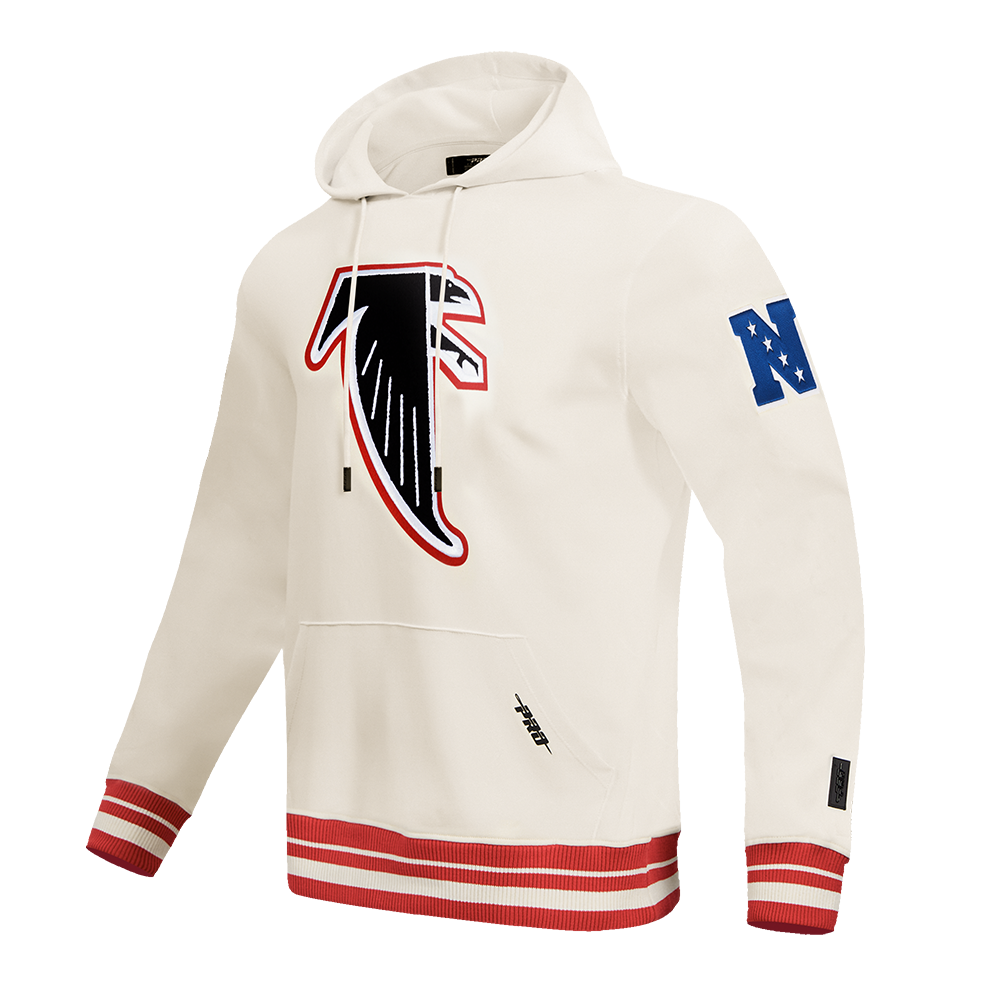NFL ATLANTA FALCONS RETRO CLASSIC MEN'S PULLOVER HOODIE (EGGSHELL/ RED)