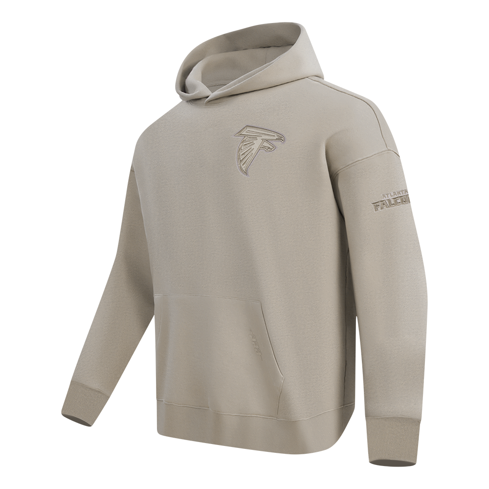 NFL ATLANTA FALCONS NEUTRAL CHANDAIL À CAPUCHON EN MOLLETON À ÉPAULES TOMBANTES POUR HOMME (TAUPE)