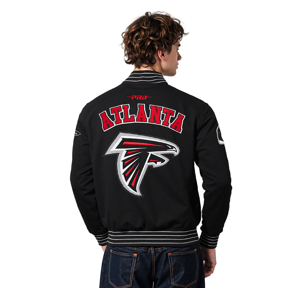 NFL ATLANTA FALCONS BLOUSON PRO GAME DAY EN MAILLE DOUBLE POUR HOMME (NOIR/ARGENT/BLANC)