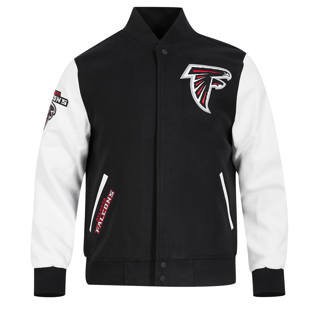 NFL ATLANTA FALCONS CLASSIC WOOL MEN'S VARSITY JACKET (BLACK/WHITE)