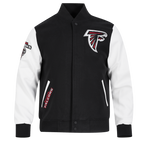 NFL ATLANTA FALCONS CLASSIC WOOL MEN'S VARSITY JACKET (BLACK/WHITE)