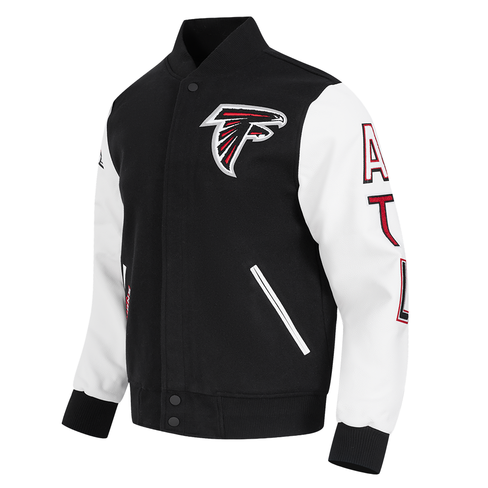 NFL ATLANTA FALCONS CLASSIC WOOL MEN'S VARSITY JACKET (BLACK/WHITE)