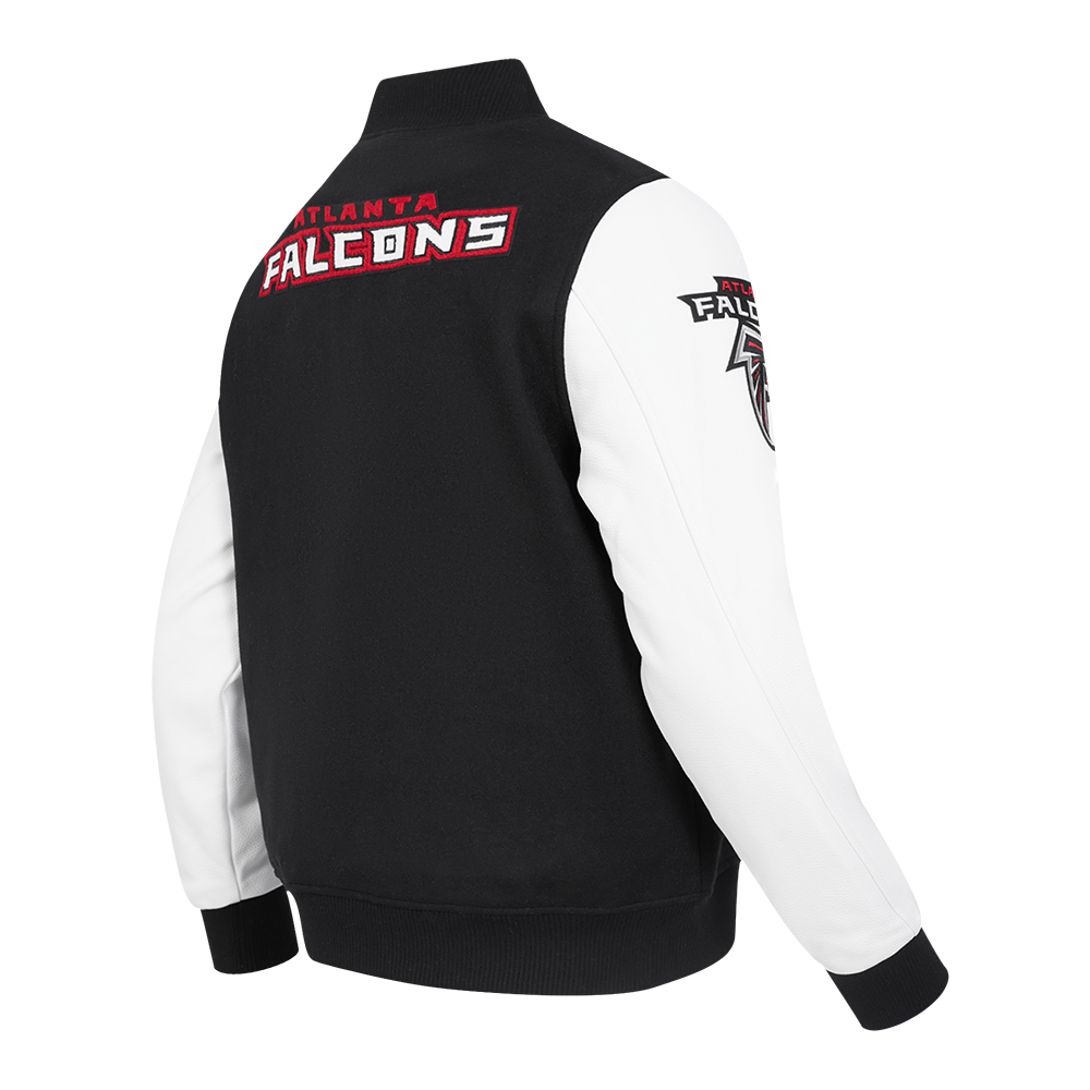 NFL ATLANTA FALCONS CLASSIC WOOL MEN'S VARSITY JACKET (BLACK/WHITE)