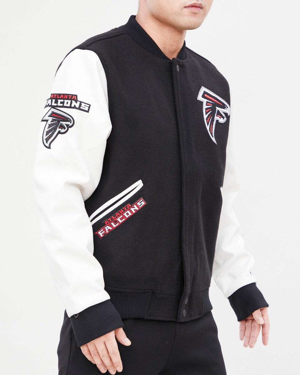 NFL ATLANTA FALCONS CLASSIC WOOL MEN'S VARSITY JACKET (BLACK/WHITE)