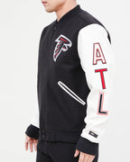 NFL ATLANTA FALCONS CLASSIC WOOL MEN'S VARSITY JACKET (BLACK/WHITE)