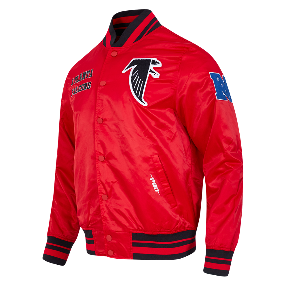 NFL ATLANTA FALCONS RETRO CLASSIC MEN'S RIB SATIN JACKET (RED/BLACK)