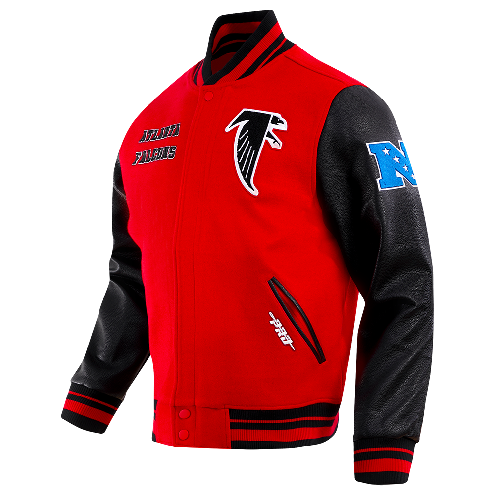 NFL ATLANTA FALCONS RETRO CLASSIC MEN'S RIB WOOL VARSITY JACKET (RED/BLACK)