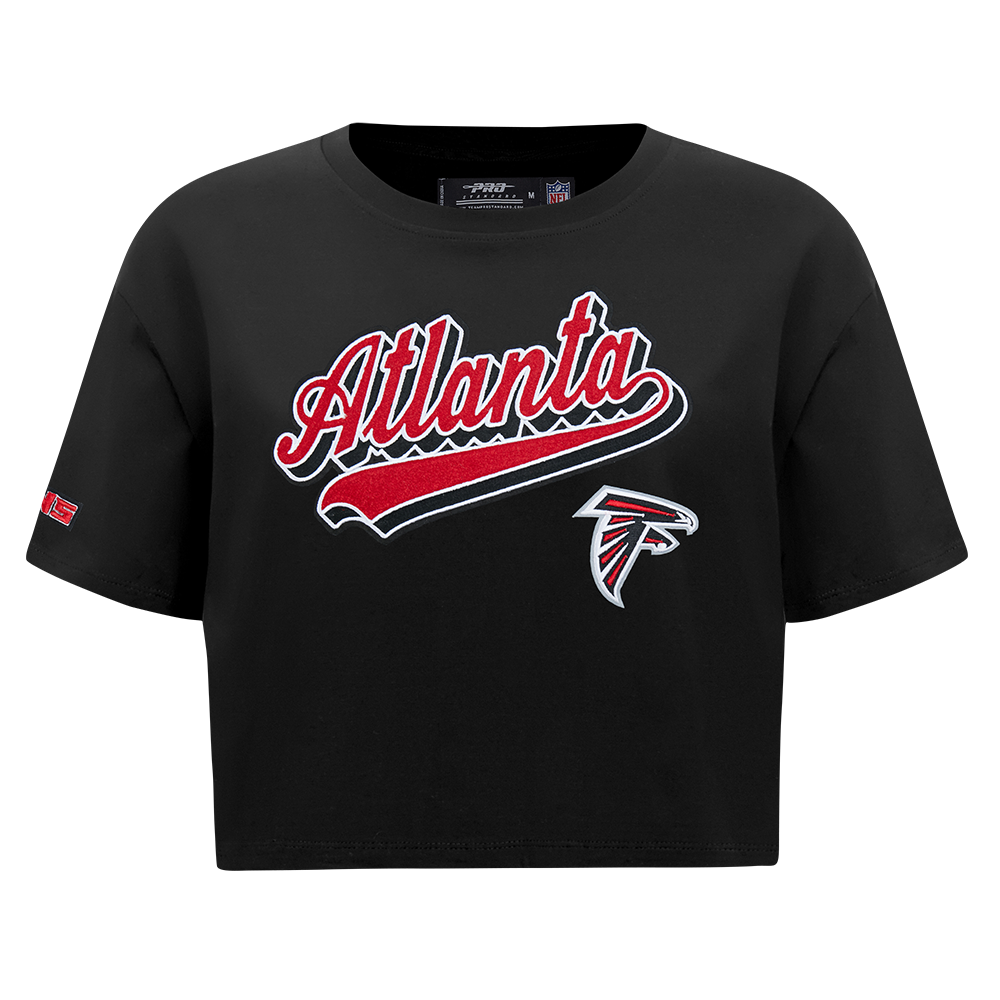 NFL ATLANTA FALCONS SCRIPT TAIL WOMEN'S SJ BOXY TEE (BLACK)