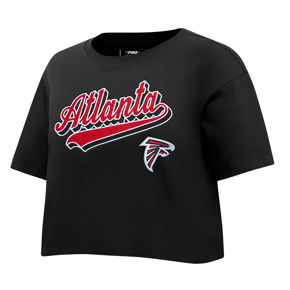 NFL ATLANTA FALCONS SCRIPT TAIL WOMEN'S SJ BOXY TEE (BLACK)