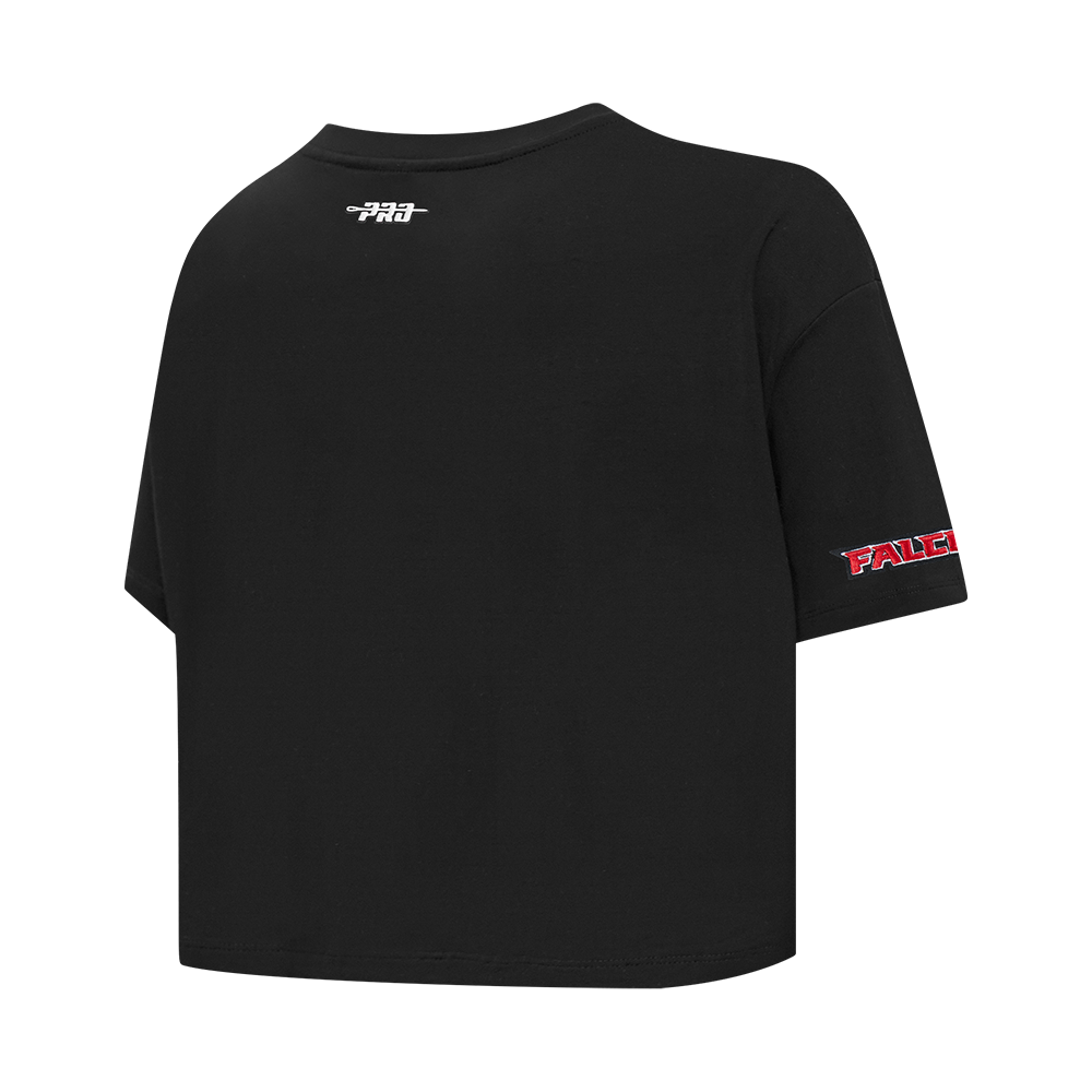 NFL ATLANTA FALCONS SCRIPT TAIL WOMEN'S SJ BOXY TEE (BLACK)