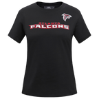 NFL ATLANTA FALCONS CLASSIC T-SHIRT AJUSTÉ EN JERSEY SIMPLE À MANCHES COURTES POUR FEMME (NOIR)
