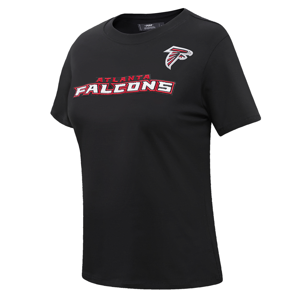 NFL ATLANTA FALCONS CLASSIC SHORT SLEEVE WOMEN'S SINGLE JERSEY SLIM FIT TEE (BLACK)