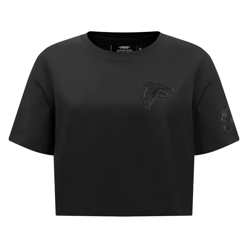 NFL ATLANTA FALCONS TRIPLE BLACK T-SHIRT EN JERSEY SIMPLE À COUPE CARRÉE POUR FEMME (TRIPLE NOIR)