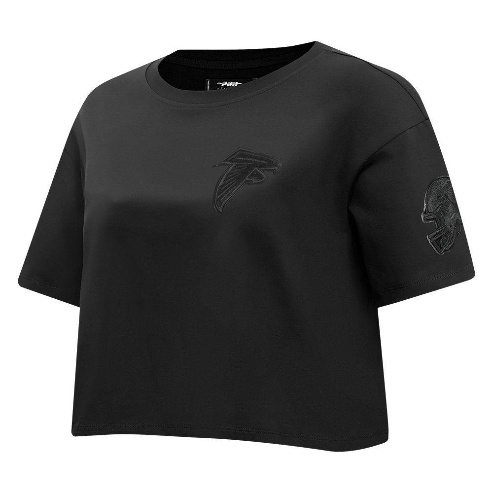 NFL ATLANTA FALCONS TRIPLE BLACK T-SHIRT EN JERSEY SIMPLE À COUPE CARRÉE POUR FEMME (TRIPLE NOIR)