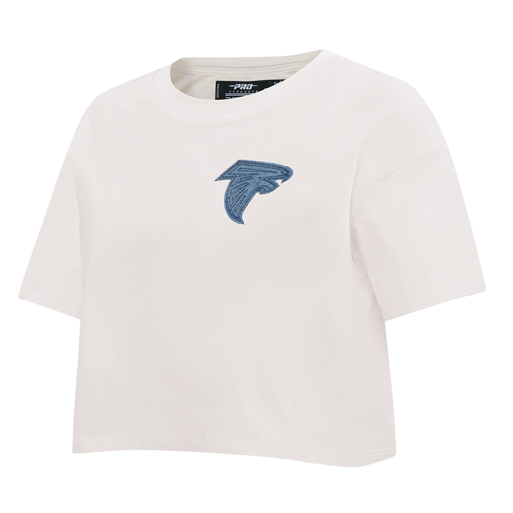NFL ATLANTA FALCONS VARSITY BLUES T-SHIRT EN JERSEY SIMPLE À COUPE CARRÉE POUR FEMME (LIN)