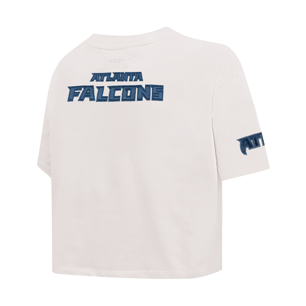 NFL ATLANTA FALCONS VARSITY BLUES T-SHIRT EN JERSEY SIMPLE À COUPE CARRÉE POUR FEMME (LIN)