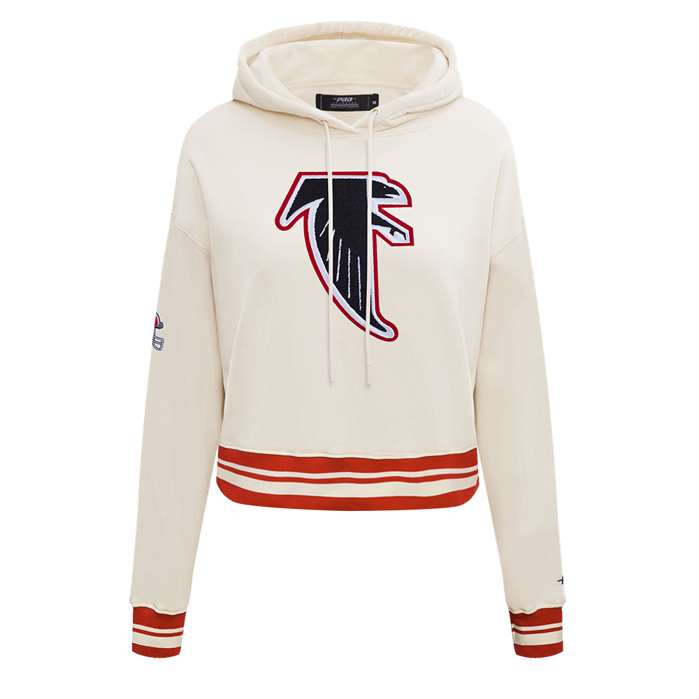 NFL ATLANTA FALCONS RETRO CLASSIC CHANDAIL À CAPUCHON COURT CÔTELÉ POUR FEMME (COQUILLE D'ŒUF/ROUGE)