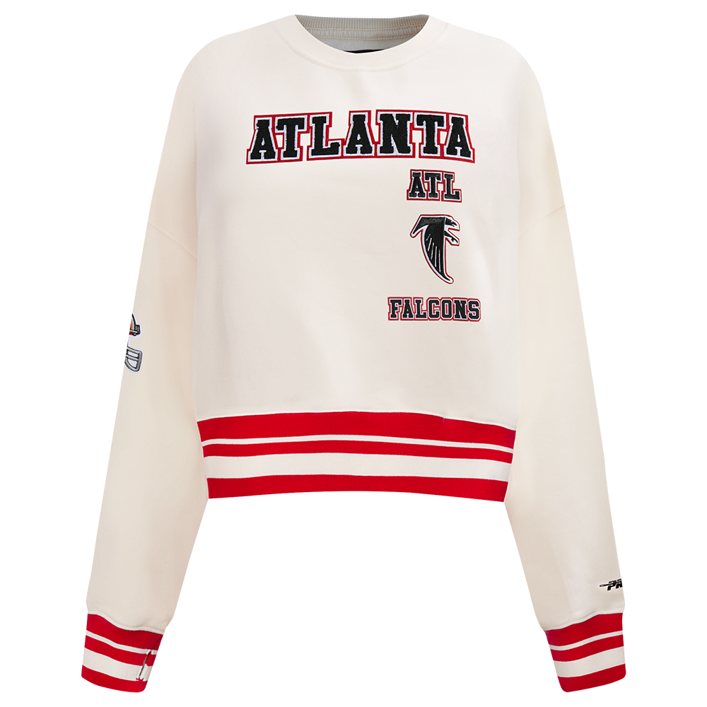 NFL ATLANTA FALCONS RETRO CLASSIC CHANDAIL À COL ROND CÔTELÉ POUR FEMME (COQUILLE D'ŒUF/ROUGE)