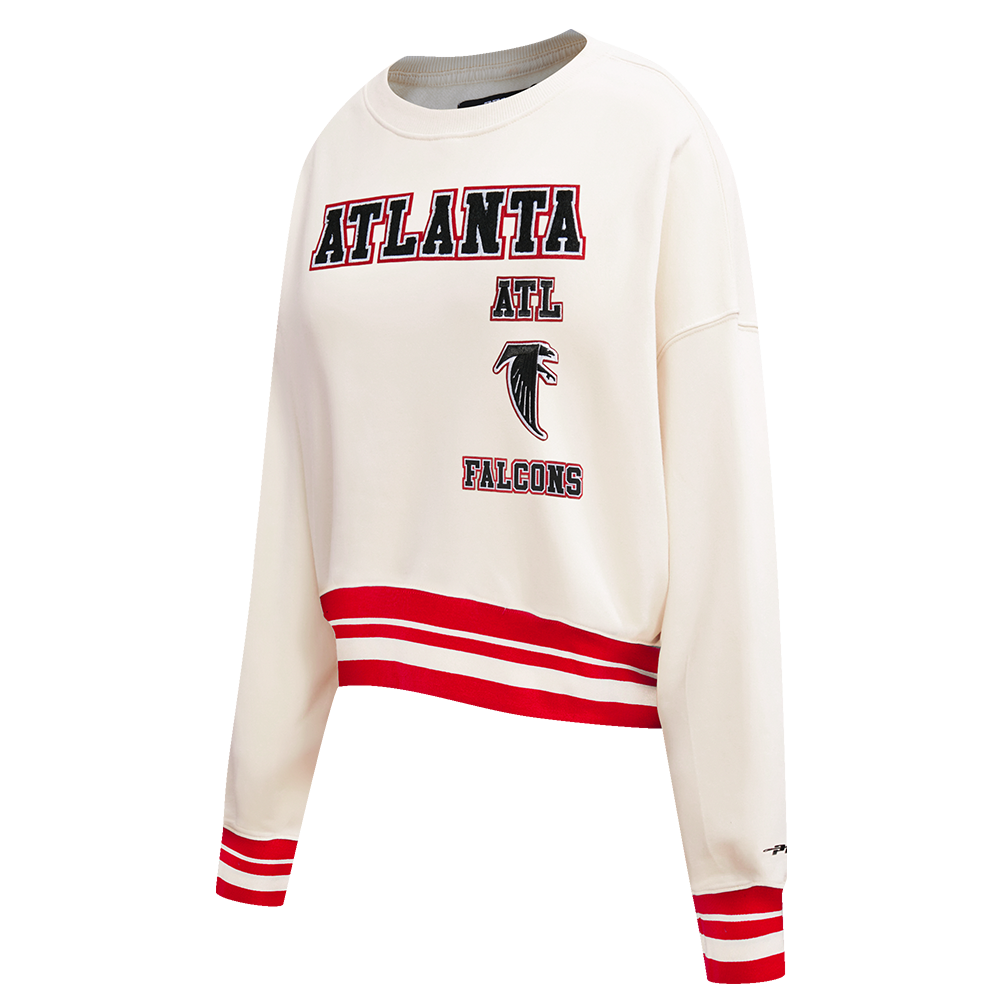 NFL ATLANTA FALCONS RETRO CLASSIC CHANDAIL À COL ROND CÔTELÉ POUR FEMME (COQUILLE D'ŒUF/ROUGE)